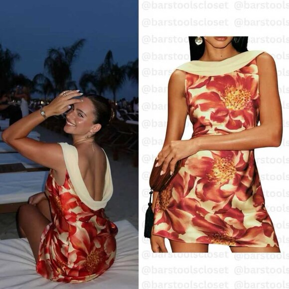BEST Reformation Jonelle Mini Dress Small Summer Day Red Gold Floral Silk - Picture 1 of 6